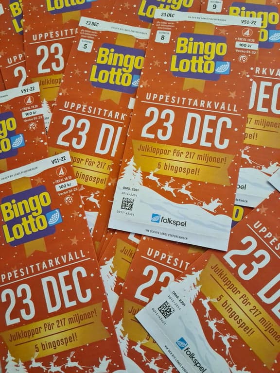 Bingolotter till uppesittarkvällen 23 december