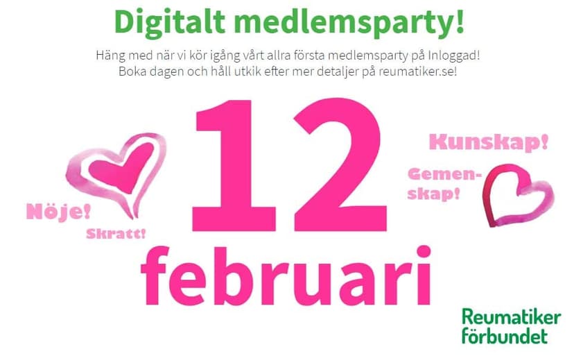 Digitalt medlemsparty fredag 12 februari kl 17.00