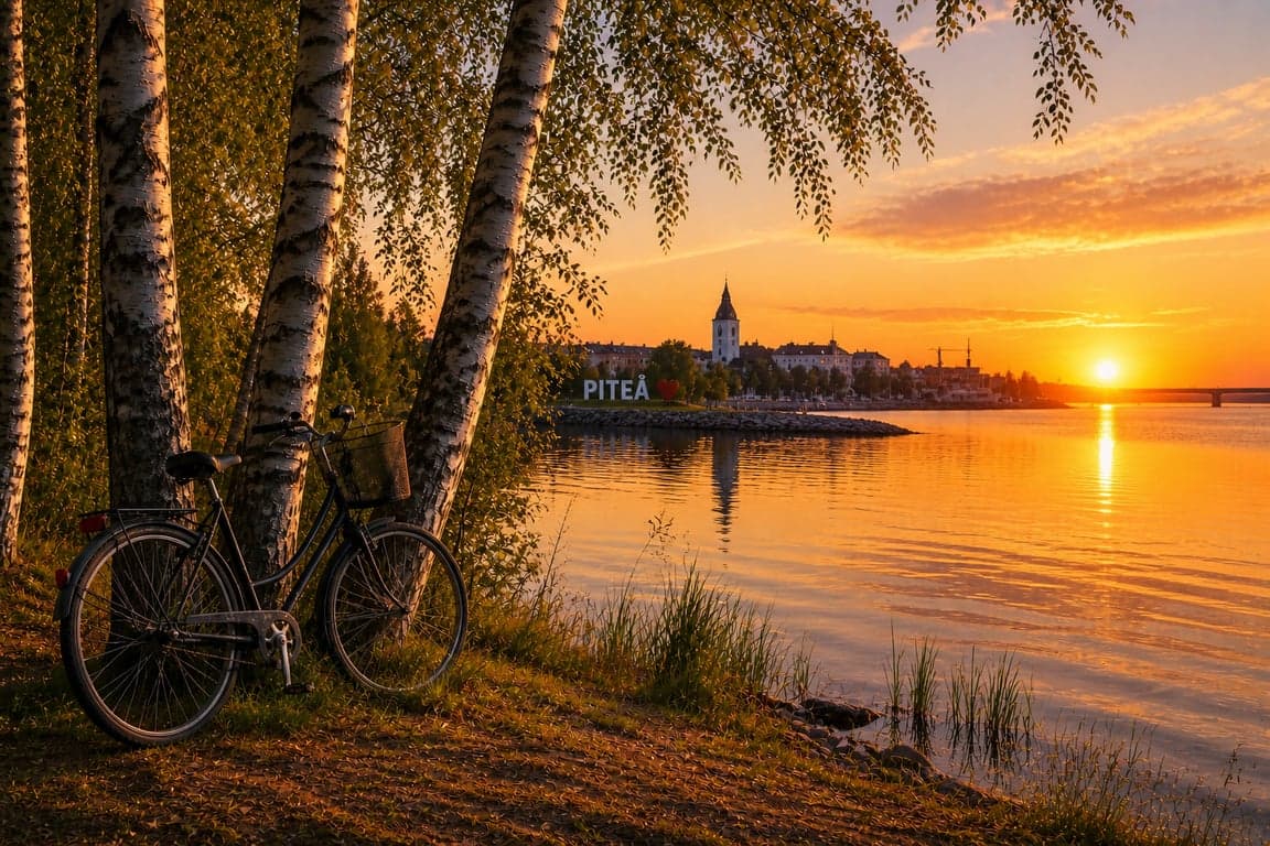 Cykel i solnedgång - Piteå